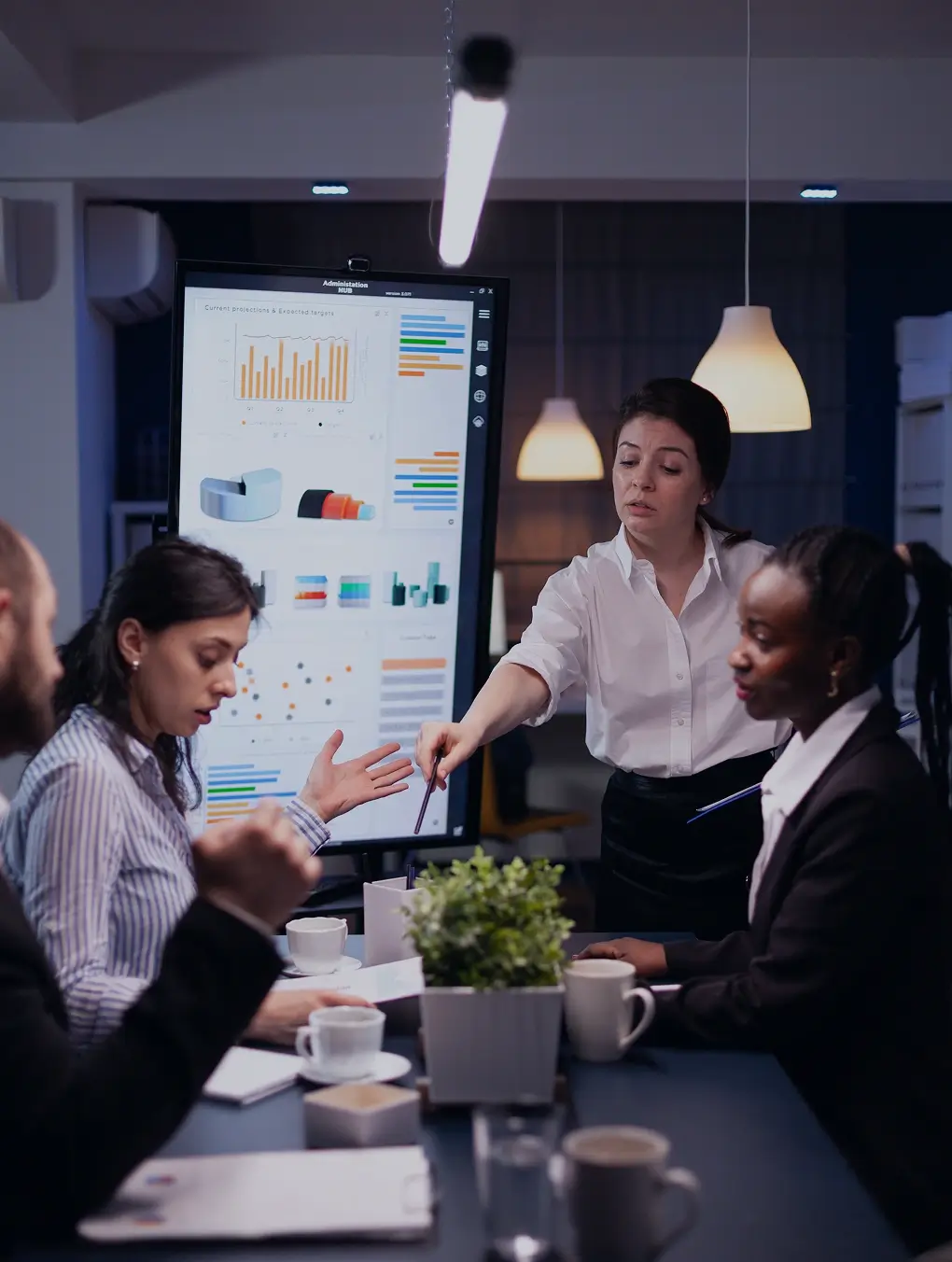 Dental team reviewing results
